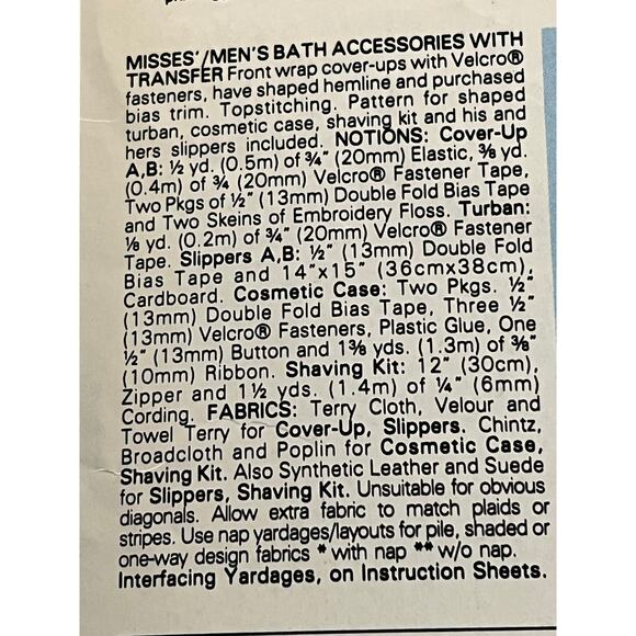 Butterick 4587 Pattern bathroom essentials towel wrap shave kit  slippers - Picture 4 of 7